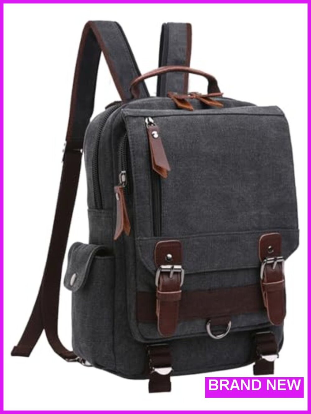 Canvas Cross Body Messenger Bag Sling Backpack Travel Rucksack Adjustable Strap
